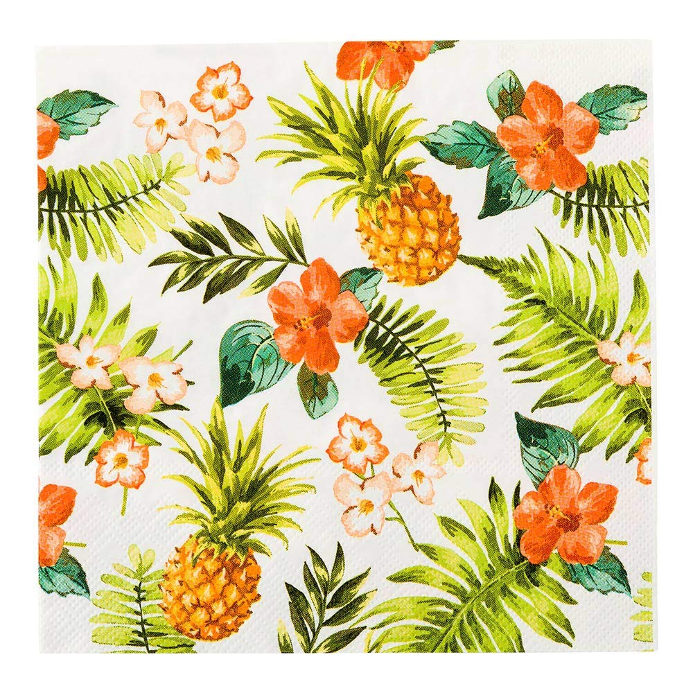 Restaurantware White Paper Luncheon Napkin - Hawaiian Vacation - 13" x 13" - 20 count box