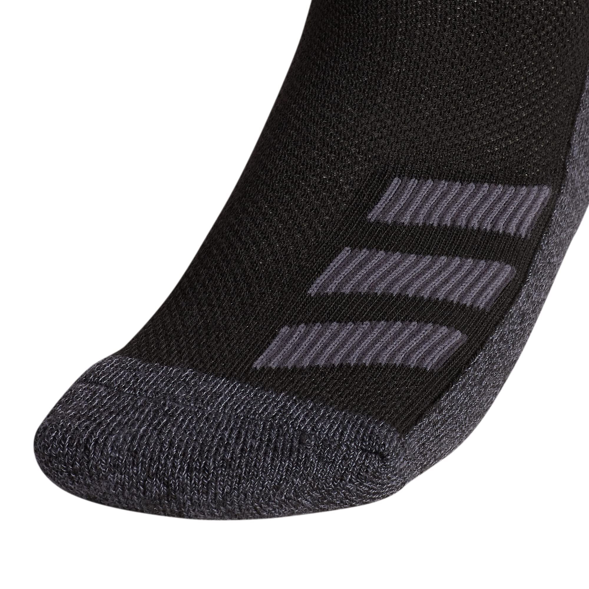 adidas Kids-Boy's/Girl's Cushioned Angle Stripe Quarter Socks (6-Pair), Black/Onix Grey/Night Grey, Large