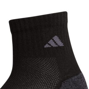 adidas Kids-Boy's/Girl's Cushioned Angle Stripe Quarter Socks (6-Pair), Black/Onix Grey/Night Grey, Large
