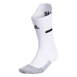 adidas unisex adizero football cushioned crew socks (1-pair), white/black, medium