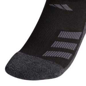 adidas Kids-boy's/Girl's Cushioned Angle Stripe (6-pair) No Show Sock, Black/Onix Grey/Night Grey, Large US