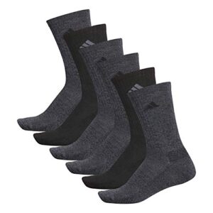 adidas Men's Athletic Cushioned Crew Socks with Arch Compression for a Secure fit (6-Pair), Black-OnixMarl/Black/Onix, Large