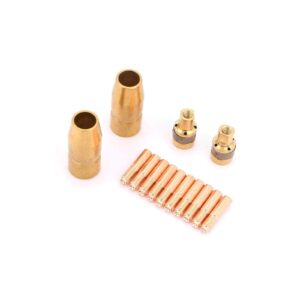 14pcs brass welding nozzle set,mig welding gun accessory,include 69715 nozzle 000067 contact tip 169716 welding adapter,miller welding consumables replacement,with stable performance
