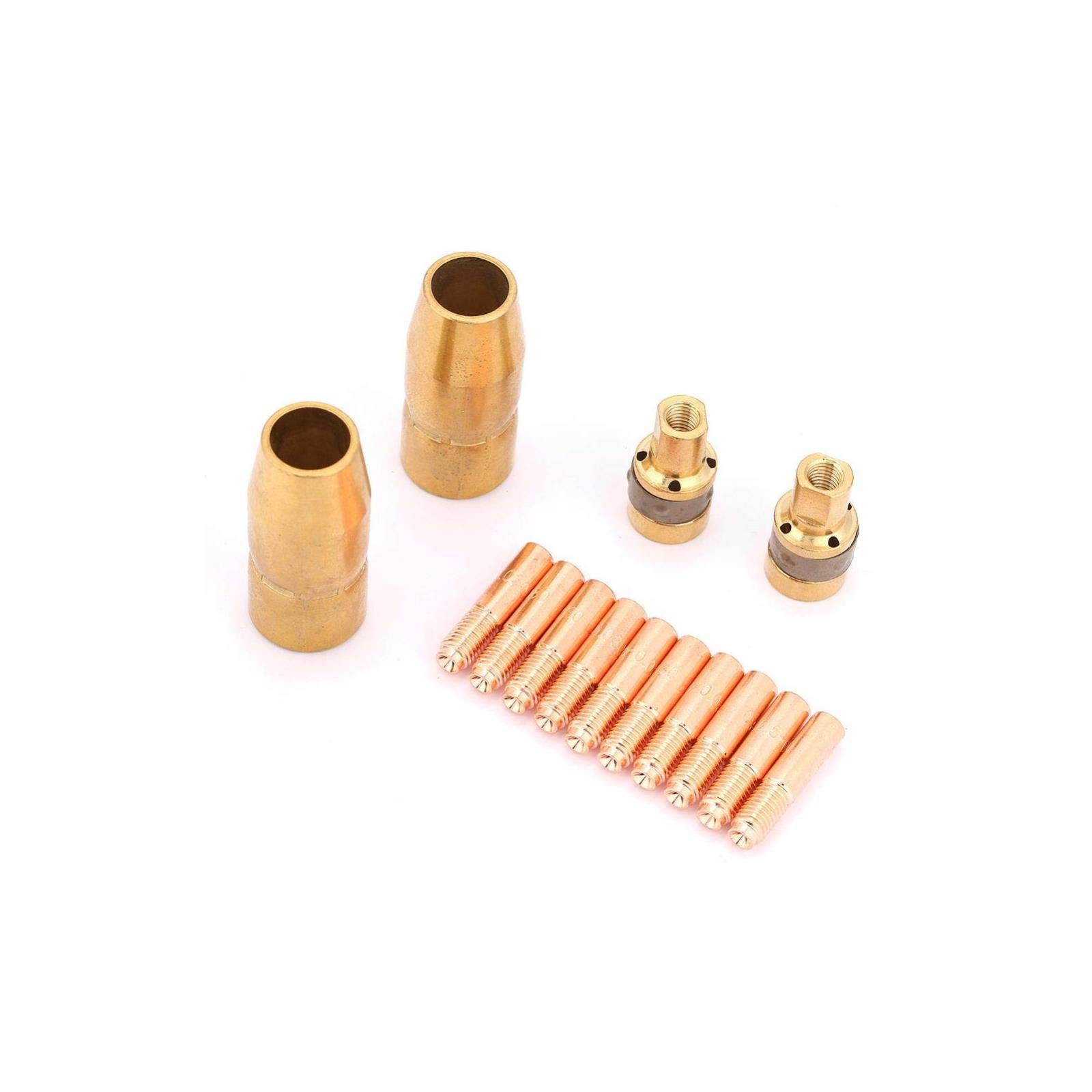 14Pcs Brass Welding Nozzle Set,Mig Welding Gun Accessory,Include 69715 Nozzle 000067 Contact Tip 169716 Welding Adapter,Miller Welding Consumables Replacement,With Stable Performance