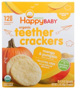 happy baby organic mango & pumpkin teether crackers 12 count, 1.7 oz