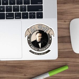 Jess-Sha Store 3 PCs Stickers Mr. Wolf, Films Sticker for Laptop, Phone, Cars, Vinyl Funny Stickers Decal for Laptops, Guitar, Fridge