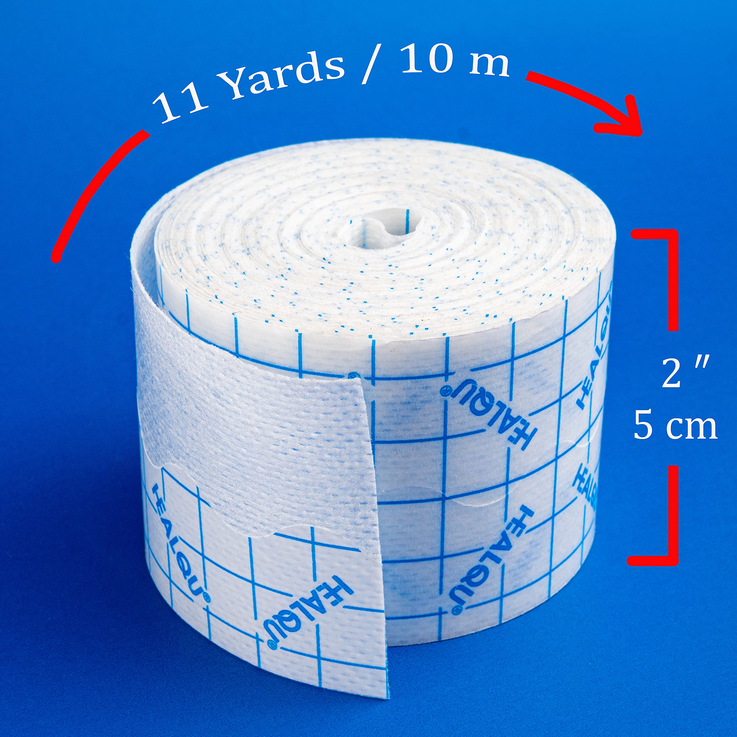 HEALQU Retention Tape Non Woven Adhesive Breathable Wear Resistent Fabric Easy Release Backing with Grid (2x11)