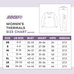 Rocky Thermal Underwear for Women (Long Johns Thermals Set) Shirt & Pants, Base Layer with Leggings/Bottoms Ski/Extreme Cold, Standard Weight (Black Striped - Small)