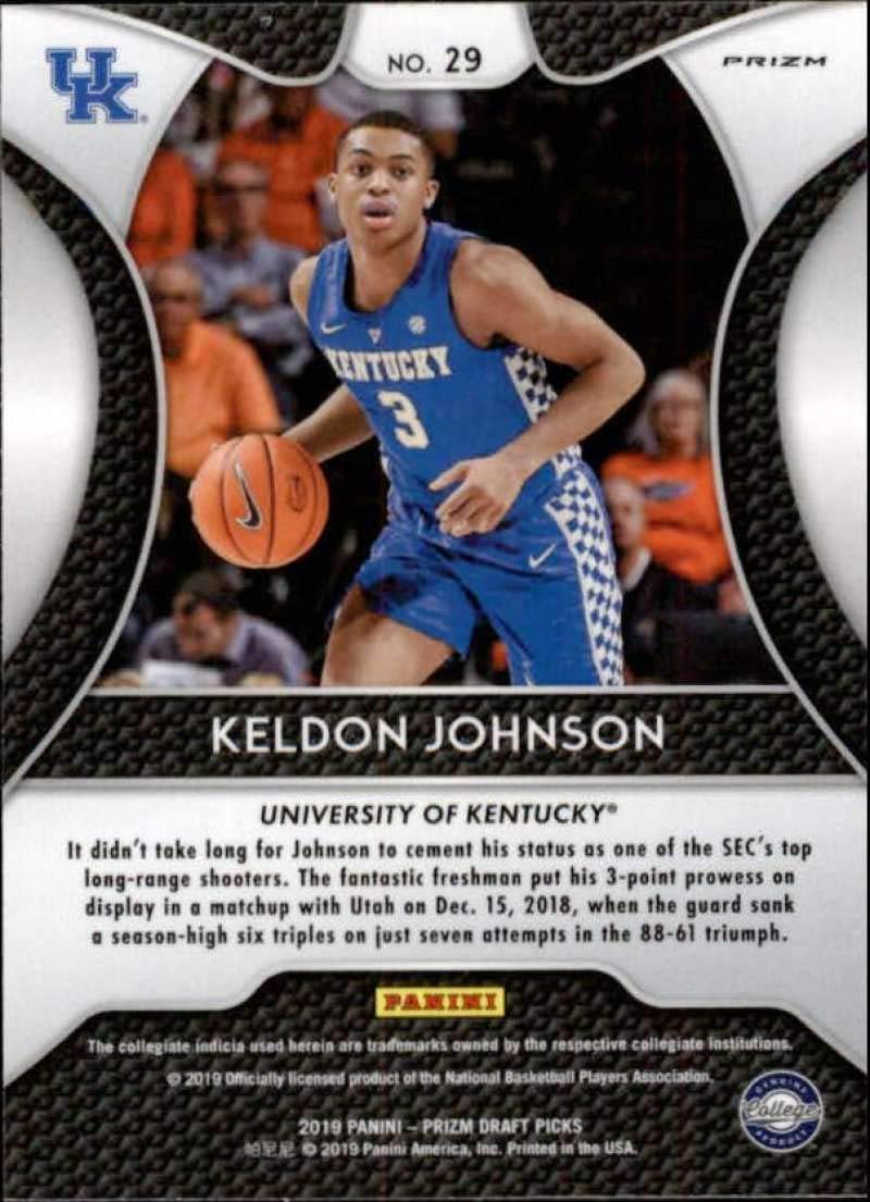 2019-20 Panini Prizm Draft Prizms Blue #29 Keldon Johnson RC Rookie Kentucky Wildcats Basketball Trading Card