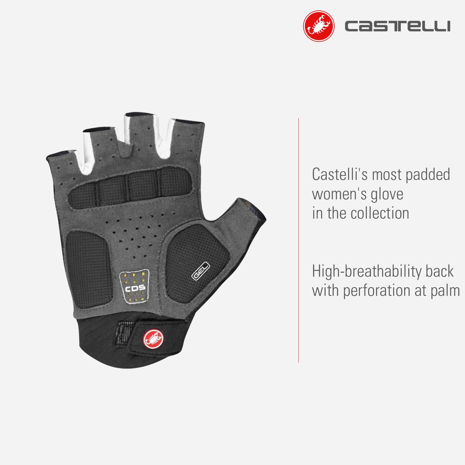 Castelli Women’s Roubaix Gel 2 Glove for Road and Gravel Biking I Cycling, Light Black, S