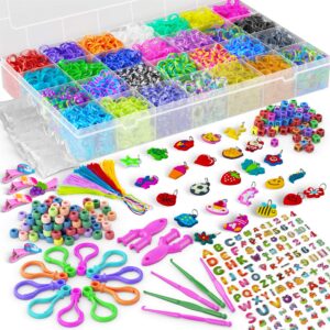 11,900+ rubber band bracelet kit -11,000 loom bands in 28 colors with accessories - loom bracelet kit, portable gift set of rubber band bracelet making kit for endless creativity