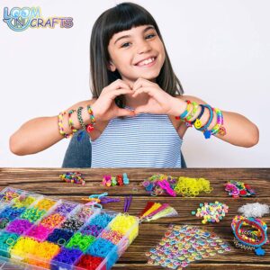 11,900+ Rubber Band Bracelet Kit -11,000 Loom Bands in 28 Colors with Accessories - Loom Bracelet Kit, Portable Gift Set of Rubber Band Bracelet Making Kit for Endless Creativity