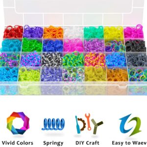 11,900+ Rubber Band Bracelet Kit -11,000 Loom Bands in 28 Colors with Accessories - Loom Bracelet Kit, Portable Gift Set of Rubber Band Bracelet Making Kit for Endless Creativity