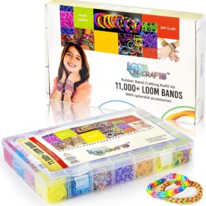 11,900+ Rubber Band Bracelet Kit -11,000 Loom Bands in 28 Colors with Accessories - Loom Bracelet Kit, Portable Gift Set of Rubber Band Bracelet Making Kit for Endless Creativity