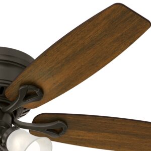 Hunter 52 inches Bronze Traditional Ceiling Fan with Swirled Marble glass Light Kit (Renewed)