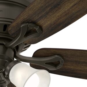 Hunter 52 inches Bronze Traditional Ceiling Fan with Swirled Marble glass Light Kit (Renewed)