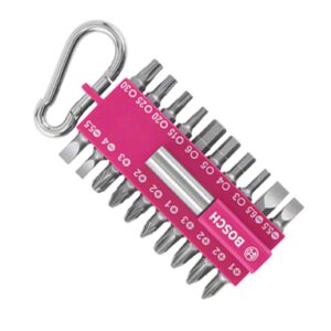 bosch 21 piece screwdriver bit set pink (with magnetic bit holder, carabiner, accessory for electric screwdrivers)