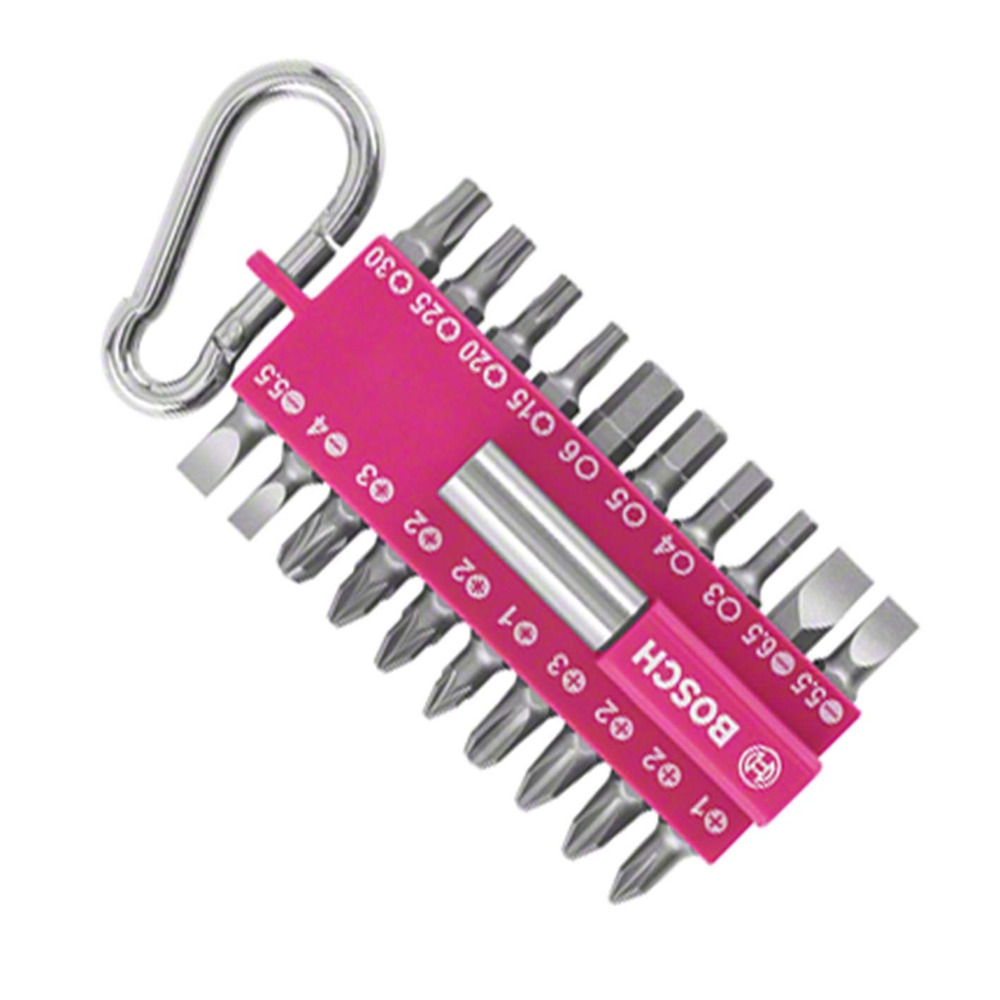 Bosch 21 Piece Screwdriver Bit Set Pink (with Magnetic Bit Holder, Carabiner, Accessory for Electric Screwdrivers)