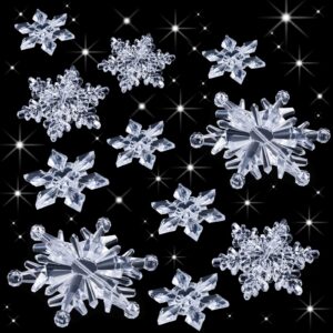 45 pieces crystal snowflake ornaments clear acrylic snowflake christmas xmas tree hanging pendants for winter theme party favors supplies (clear)