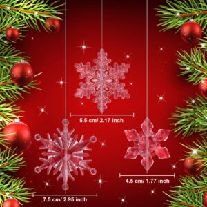 45 Pieces Crystal Snowflake Ornaments Clear Acrylic Snowflake Christmas Xmas Tree Hanging Pendants for Winter Theme Party Favors Supplies (Clear)