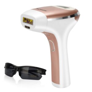 permanent ipl hair removal for women/men, mismon at-home painless hair remover for bikini/legs/underarm/arm/body with skin color sensor - safe and effective device