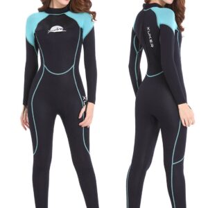 XUKER Wetsuit Women, 2mm Neoprene Long Sleeve Full Body Back Zip Wet Suit in Cold Water for Diving Surfing Snorkeling Kayaking Swimming Scuba Water Sports