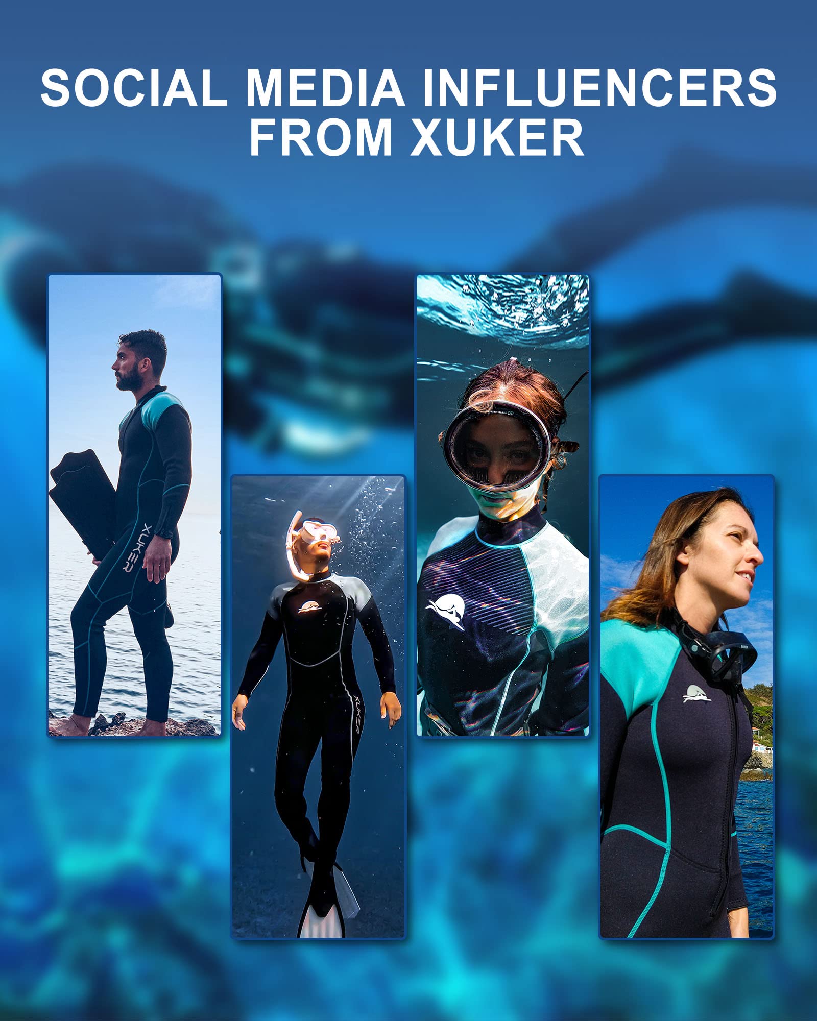 XUKER Wetsuit Women, 2mm Neoprene Long Sleeve Full Body Back Zip Wet Suit in Cold Water for Diving Surfing Snorkeling Kayaking Swimming Scuba Water Sports