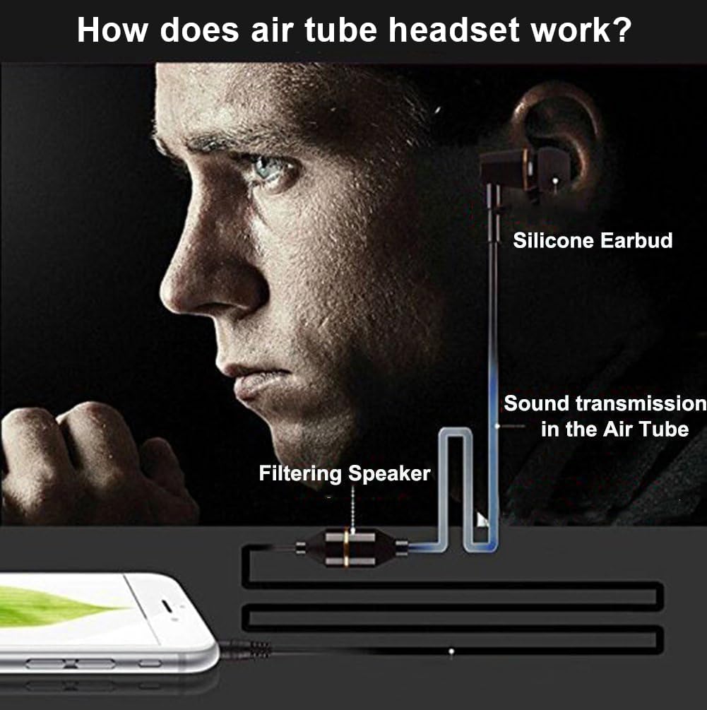 Air Tube Earbuds Headphone Binaural Earphones with Microphone Noise Cancelling for Phone,Pad,Pod,HTC,Sony,Mp3 Players