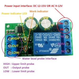 Level Controller Module, 12V DC/AC Water Level Controller Automatic Liquid Level Detection Sensor Module, Water Control Relay Switch Module for Fish Tank Aquarium Home Water Tower