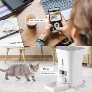 SKYMEE 8L/12L Smart Automatic Pet Feeder Food Dispenser for Cats & Dogs - 1080P Full HD Pet Camera Treat Dispenser with Night Vision and 2-Way Audio, Wi-Fi Enabled App for iPhone and Android