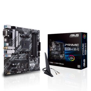 asus prime b550m-a wifi amd am4 zen 3 ryzen 5000 & 3rd gen ryzen micro atx motherboard (pcie 4.0, wifi 6, ecc memory, 1gb lan, hdmi 2.1/d-sub, 4k@60hz, addressable gen 2 rgb header and aura sync)