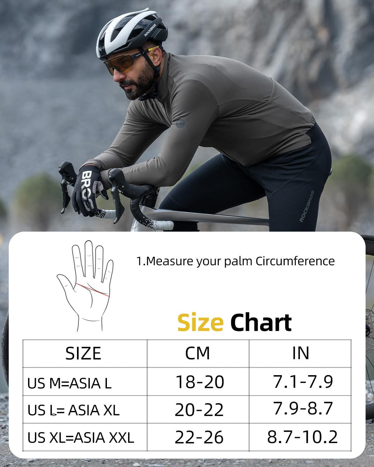 ROCKBROS Cycling Gloves Motocycle Mountain Bike Gloves Full Finger Biking Gloves for Men Bicycle Gloves