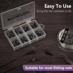 THKFISH Rod Tip Repair Kit Rod Repair Kit Fishing Rod Tips Stainless Steel Ceramic Ring Guide Rod Repair Replacement 6Sizes 30pcs Small Style