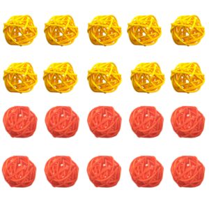 simoutal 20pcs decorative rattan balls, perfect ornament for x-mas, wedding, party, home decor, orbs vase fillers(4cm,orange-yellow)