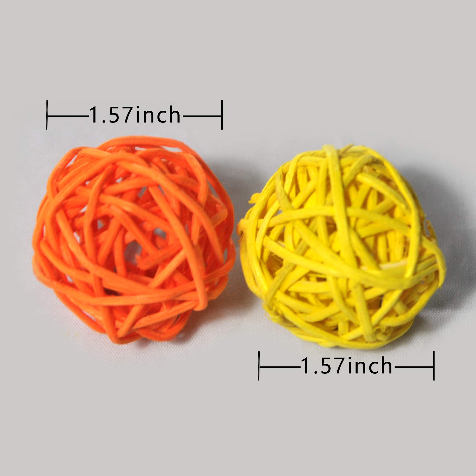 Simoutal 20PCS Decorative Rattan Balls, Perfect Ornament for X-MAS, Wedding, Party, Home Decor, Orbs Vase Fillers(4cm,Orange-Yellow)