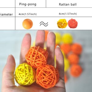 Simoutal 20PCS Decorative Rattan Balls, Perfect Ornament for X-MAS, Wedding, Party, Home Decor, Orbs Vase Fillers(4cm,Orange-Yellow)