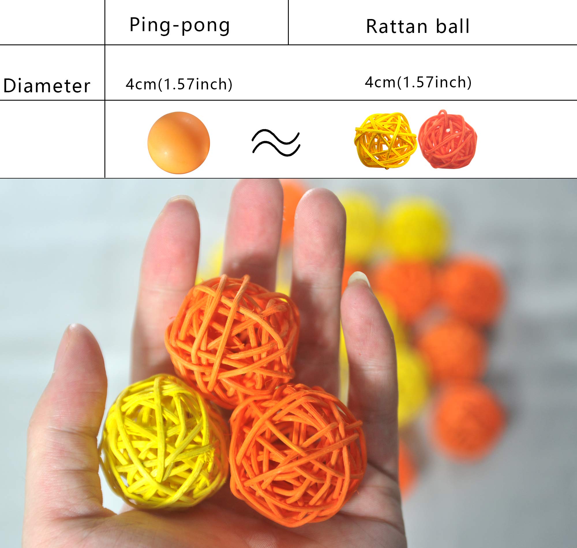 Simoutal 20PCS Decorative Rattan Balls, Perfect Ornament for X-MAS, Wedding, Party, Home Decor, Orbs Vase Fillers(4cm,Orange-Yellow)