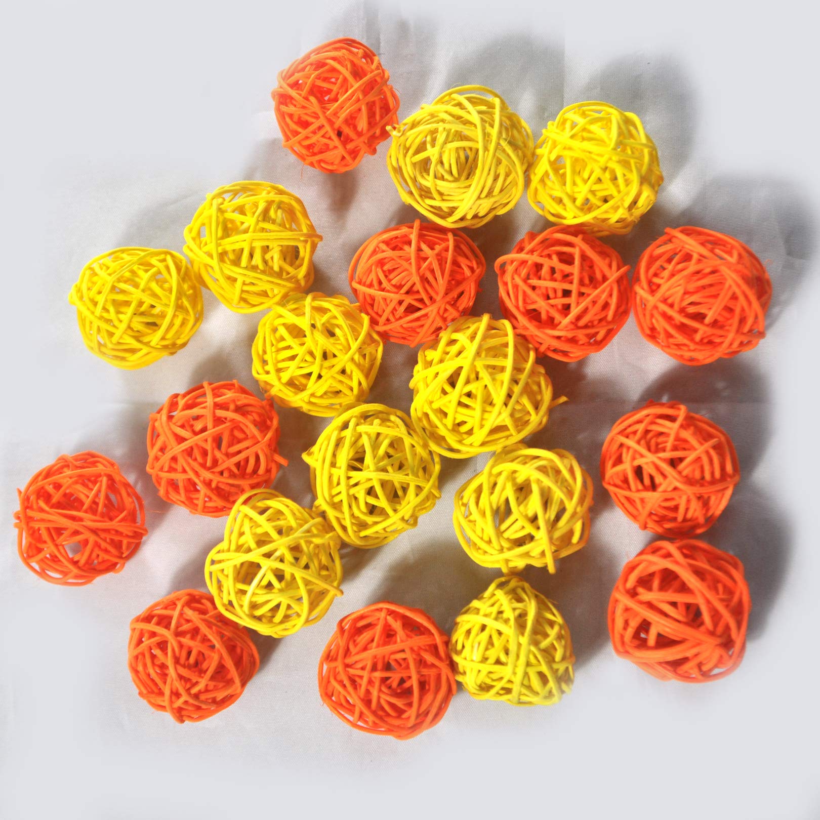 Simoutal 20PCS Decorative Rattan Balls, Perfect Ornament for X-MAS, Wedding, Party, Home Decor, Orbs Vase Fillers(4cm,Orange-Yellow)