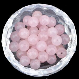 100Pcs Natural Crystal Beads Stone Gemstone Round Loose Energy Healing Beads with Free Crystal Stretch Cord for Jewelry Making (Rose Quartz, 8MM)