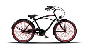 vivelo rider beach cruiser for men complete bike | lightweight aluminium frame, coaster brake, lights set, 26-inch | adult bicycle perfect for city, outdoors, terrain, urban hills | (3-speed, monza)