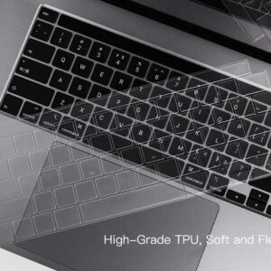 Keyboard Cover Compatible with 2024 MacBook Pro 13 inch M2 A2338 2024 2023-2020 M2 M1 A2338 A2289 A2251 & MacBook Pro 16 inch A2141 2020 2019 Touch Bar & Touch ID Keyboard Protector Skin Cover, Clear