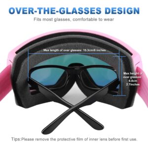 SH HORVATH Ski Snowboard OTG Goggles, HD Mirrored Anti-Fog Goggle for Men Women