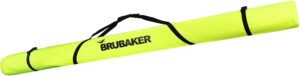 brubaker xc touring cross-country ski bag for 1 pair of skis and 1 pair of poles - neon yellow/black - 76 7/8 inches /195 cm