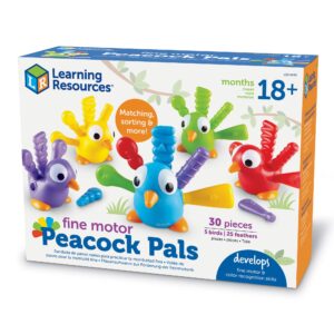 Learning Resources Fine Motor Peacock Pals - 5 Pieces, Ages 18+ months Toddler Learning Toys, Fine Motor and Sensory Toys