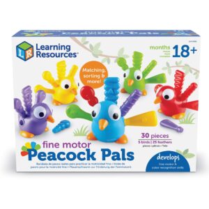 Learning Resources Fine Motor Peacock Pals - 5 Pieces, Ages 18+ months Toddler Learning Toys, Fine Motor and Sensory Toys