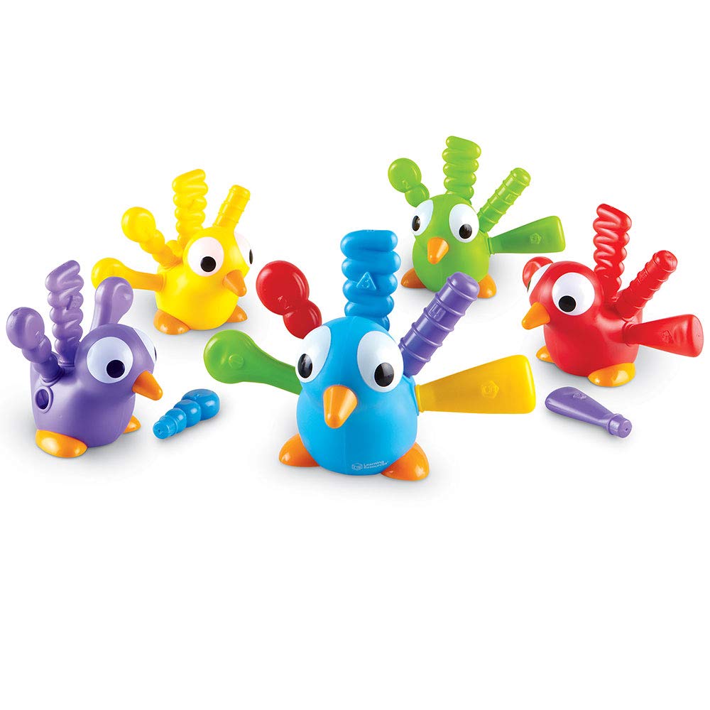 Learning Resources Fine Motor Peacock Pals - 5 Pieces, Ages 18+ months Toddler Learning Toys, Fine Motor and Sensory Toys