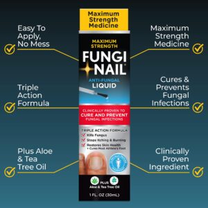 Fungi-Nail Anti-Fungal Liquid Solution, Kills Fungus That Can Lead to Nail & Athlete’s Foot with Tolnaftate & Clinically Proven to Cure and Prevent Fungal Infections 1 Fl Oz (Pack of 2)