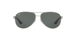 ray-ban men's rb3457 aviator sunglasses, gunmetal/dark green, 59 mm