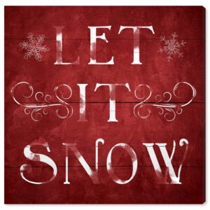 wynwood studio holiday and seasonal wall art canvas prints 'let it snow' christmas home décor, 20" x 20", red, white