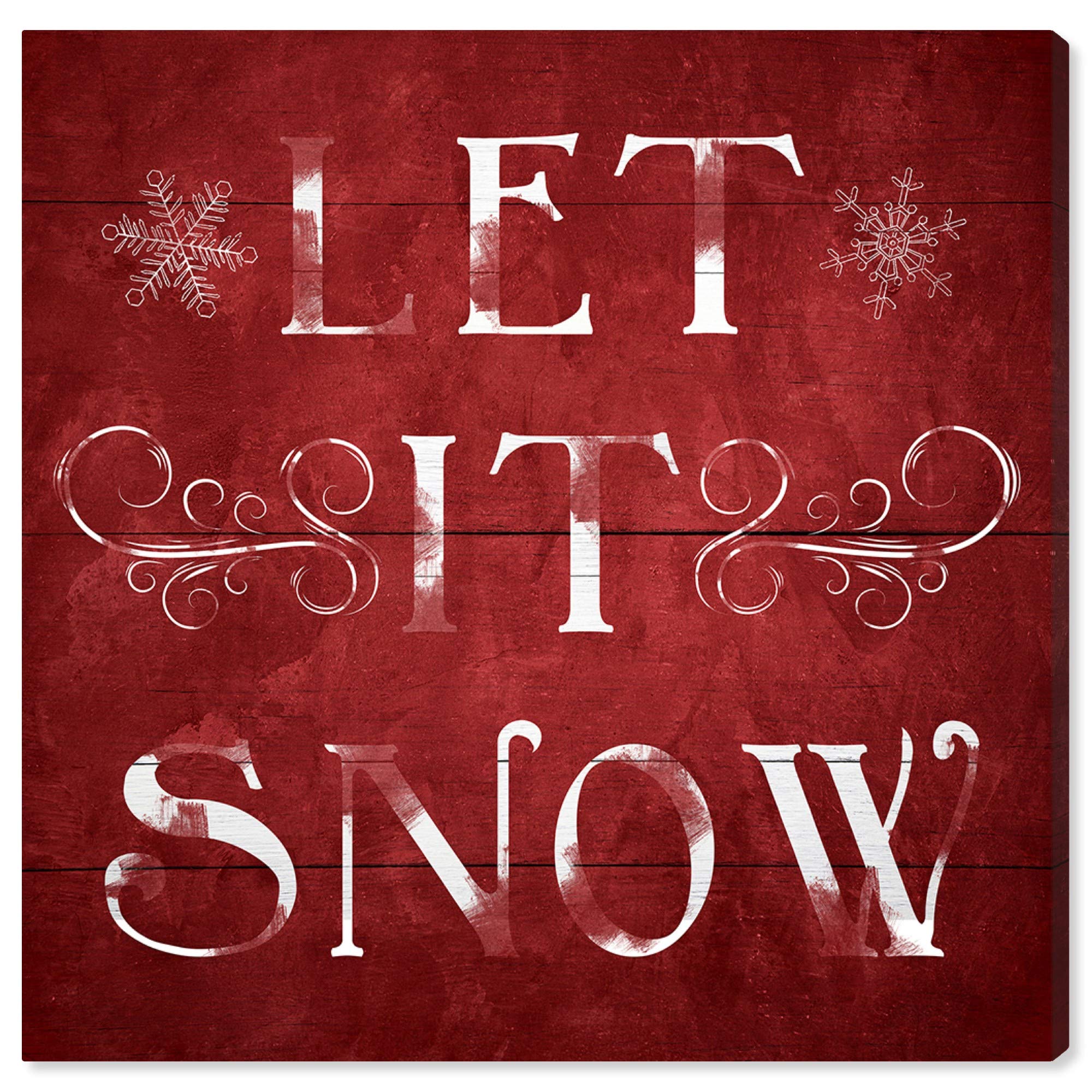 Wynwood Studio Holiday and Seasonal Wall Art Canvas Prints 'Let It Snow' Christmas Home Décor, 20" x 20", Red, White